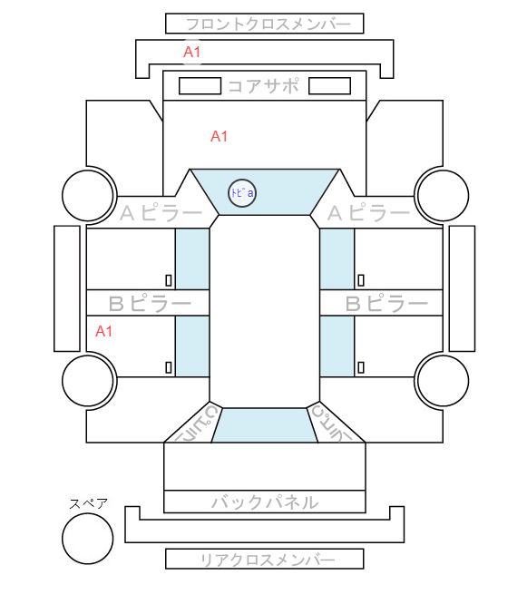 Body condition diagram (damage marks, Japanese labels)
