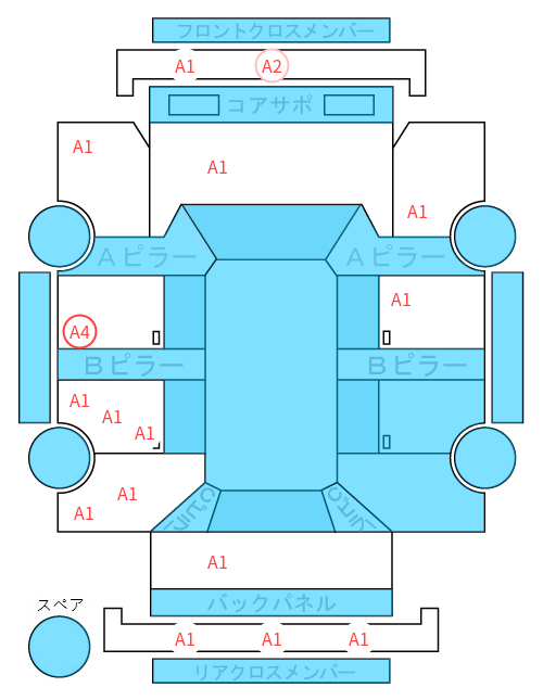 Body condition diagram (damage marks, Japanese labels)