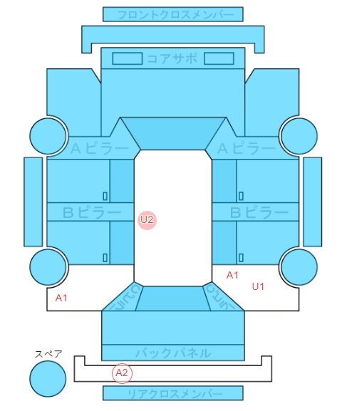 Body condition diagram (damage marks, Japanese labels)