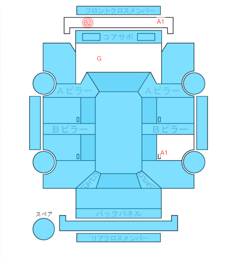 Body condition diagram (damage marks, Japanese labels)
