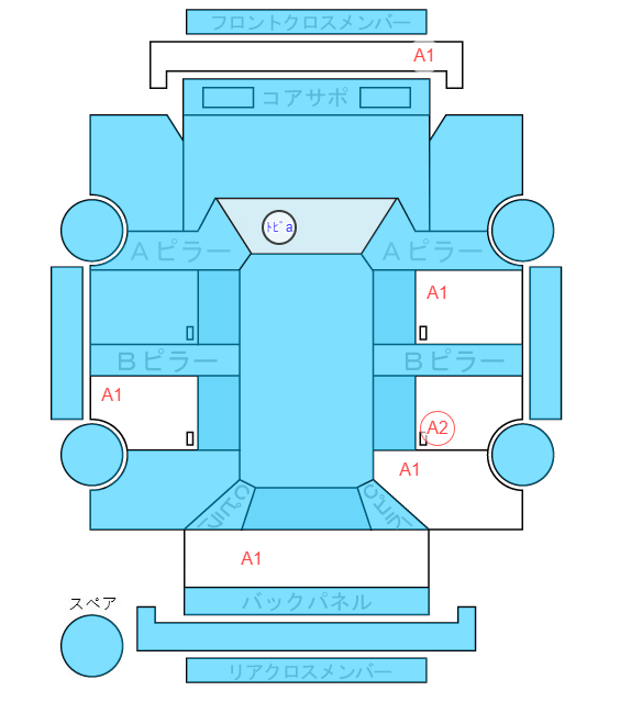 Body condition diagram (damage marks, Japanese labels)