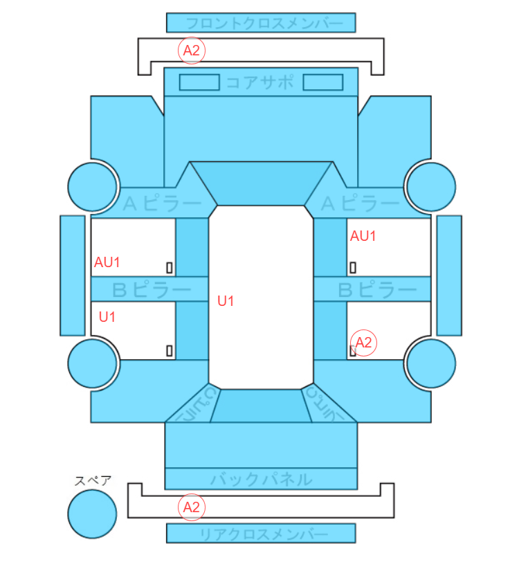 Body condition diagram (damage marks, Japanese labels)