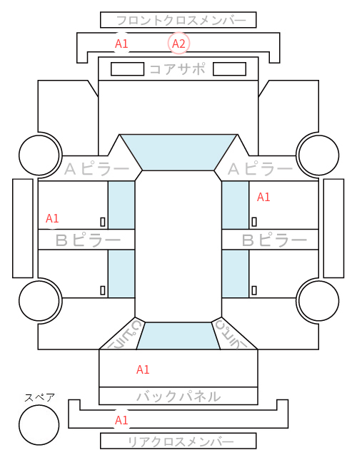 Body condition diagram (damage marks, Japanese labels)