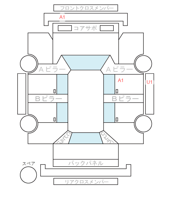 Body condition diagram (damage marks, Japanese labels)