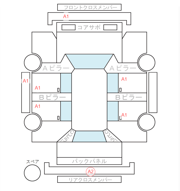 Body condition diagram (damage marks, Japanese labels)