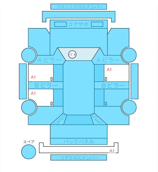 Body condition diagram (damage marks, Japanese labels)