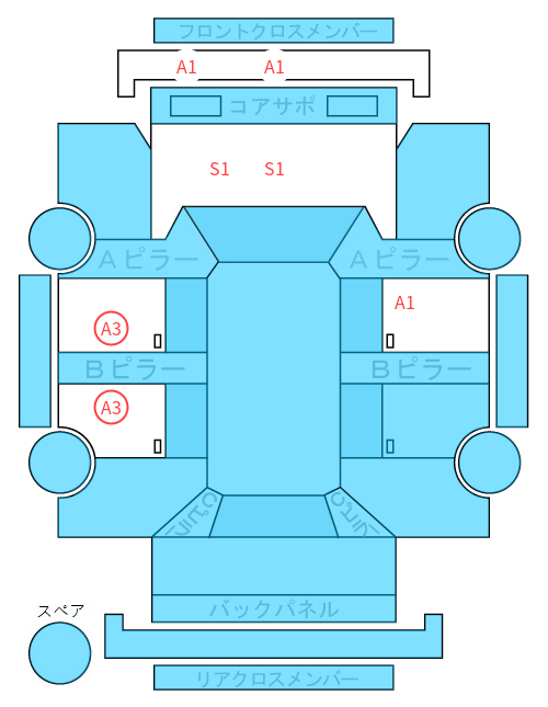Body condition diagram (damage marks, Japanese labels)
