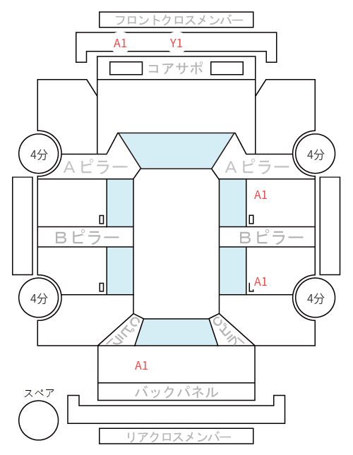 Body condition diagram (damage marks, Japanese labels)