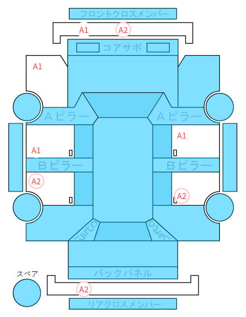 Body condition diagram (damage marks, Japanese labels)