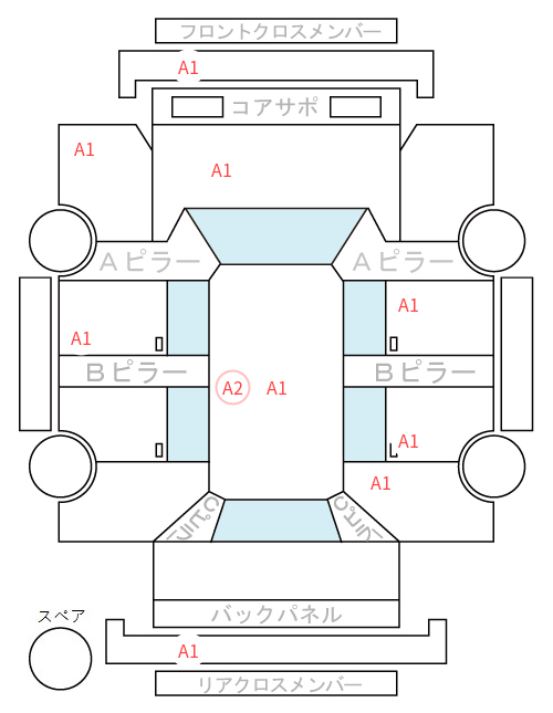 Body condition diagram (damage marks, Japanese labels)
