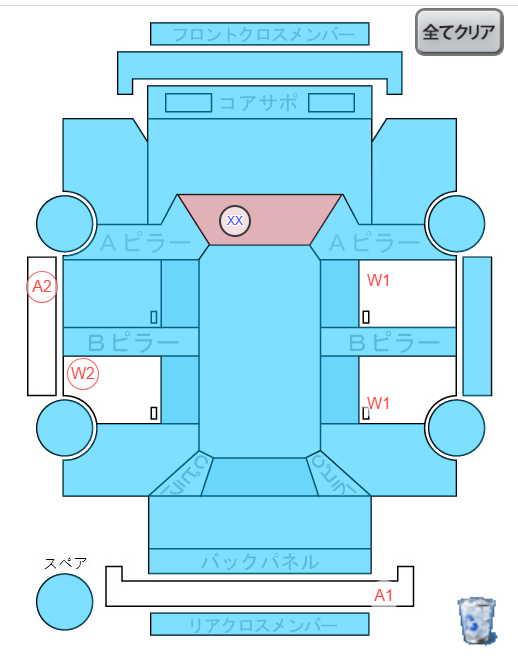 Body condition diagram (damage marks, Japanese labels)