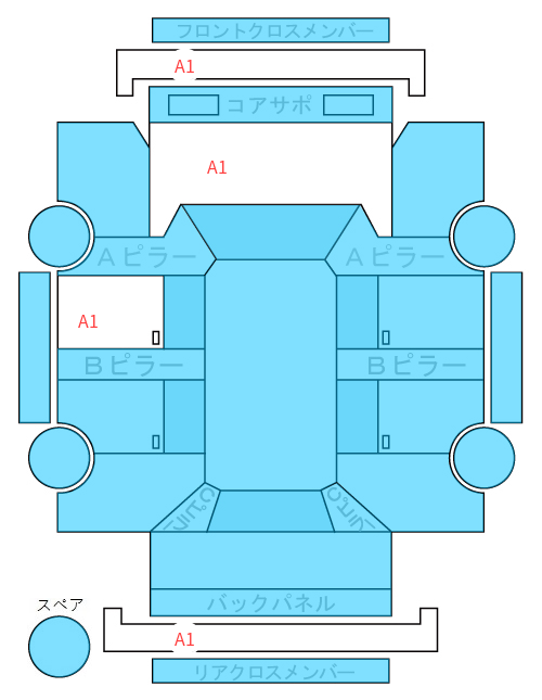 Body condition diagram (damage marks, Japanese labels)