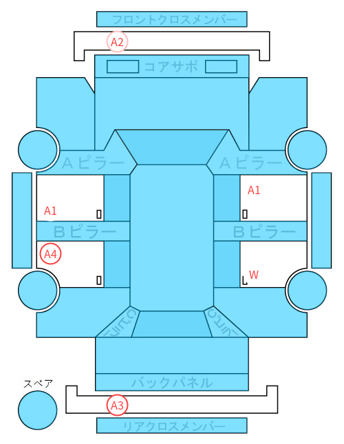 Body condition diagram (damage marks, Japanese labels)