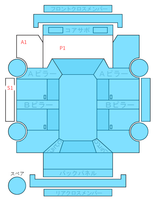 Body condition diagram (damage marks, Japanese labels)