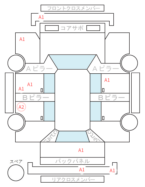 Body condition diagram (damage marks, Japanese labels)