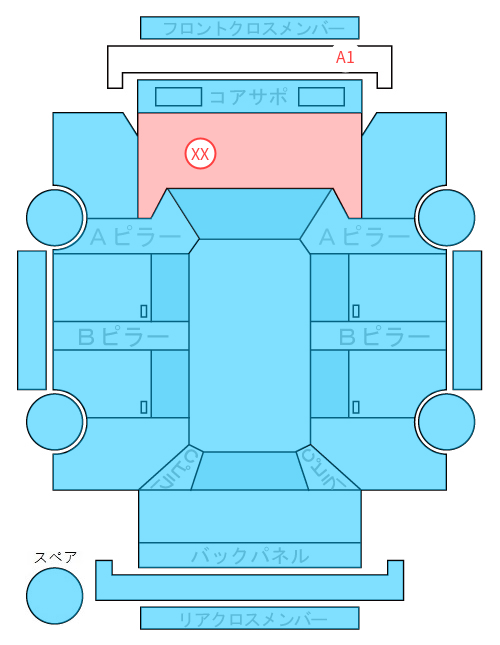 Body condition diagram (damage marks, Japanese labels)