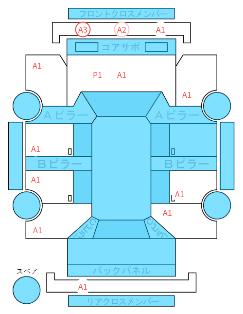 Body condition diagram (damage marks, Japanese labels)
