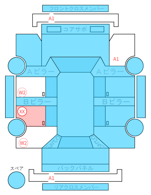 Body condition diagram (damage marks, Japanese labels)