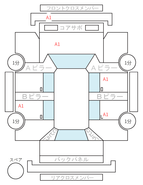 Body condition diagram (damage marks, Japanese labels)