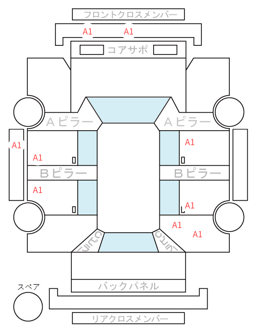 Body condition diagram (damage marks, Japanese labels)