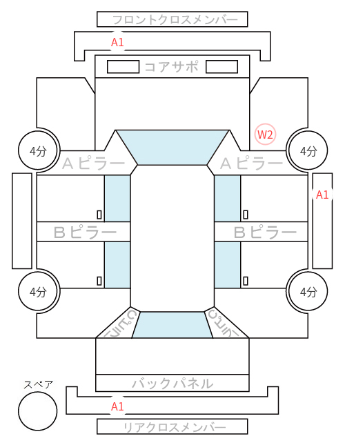 Body condition diagram (damage marks, Japanese labels)