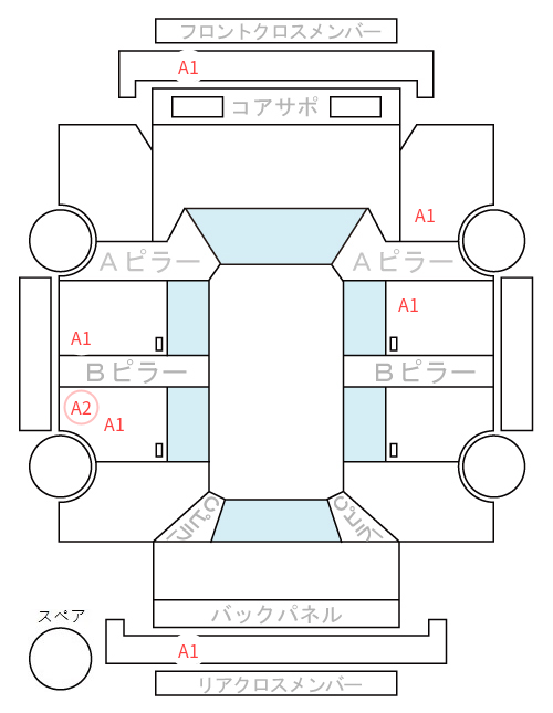 Body condition diagram (damage marks, Japanese labels)