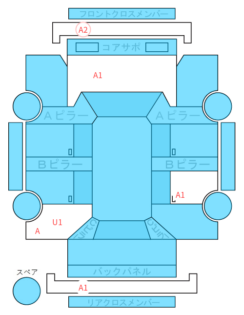 Body condition diagram (damage marks, Japanese labels)