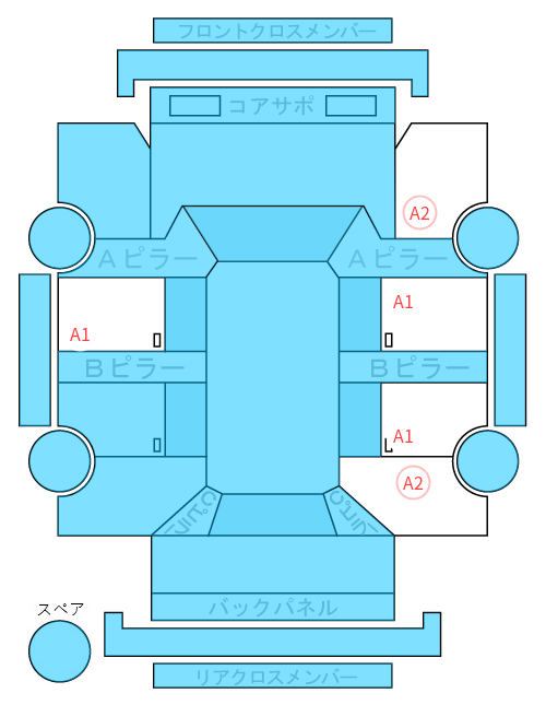 Body condition diagram (damage marks, Japanese labels)