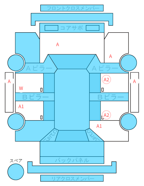 Body condition diagram (damage marks, Japanese labels)