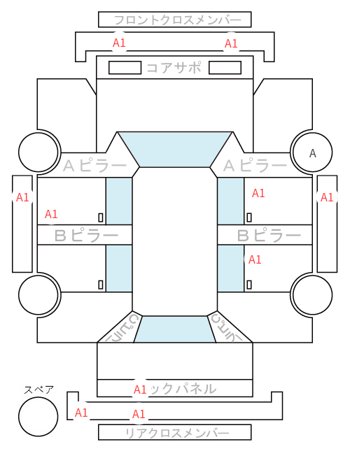 Body condition diagram (damage marks, Japanese labels)