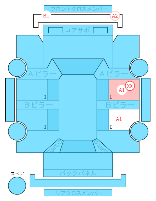 Body condition diagram (damage marks, Japanese labels)