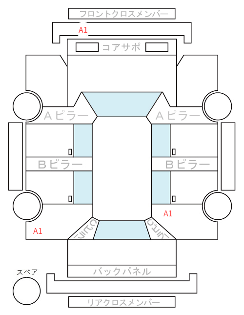 Body condition diagram (damage marks, Japanese labels)