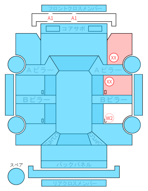 Body condition diagram (damage marks, Japanese labels)