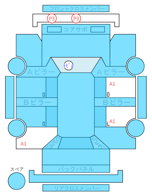 Body condition diagram (damage marks, Japanese labels)