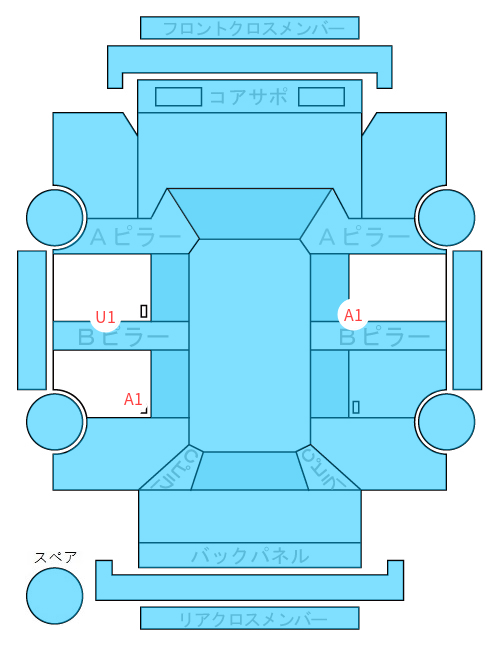 Body condition diagram (damage marks, Japanese labels)