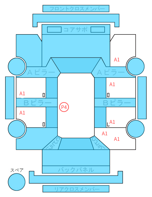 Body condition diagram (damage marks, Japanese labels)