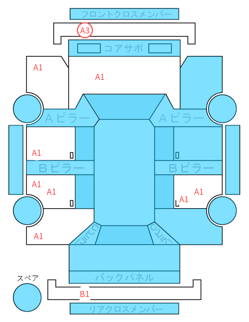 Body condition diagram (damage marks, Japanese labels)