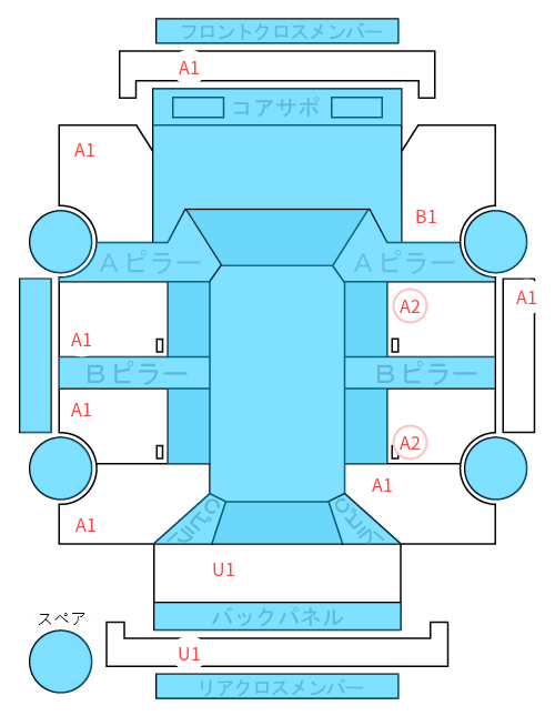 Body condition diagram (damage marks, Japanese labels)