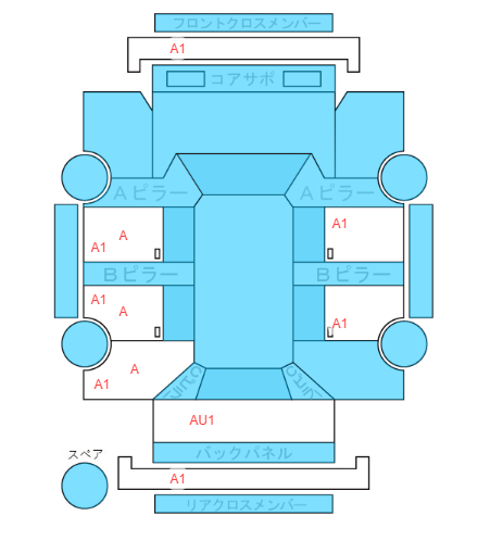 Body condition diagram (damage marks, Japanese labels)