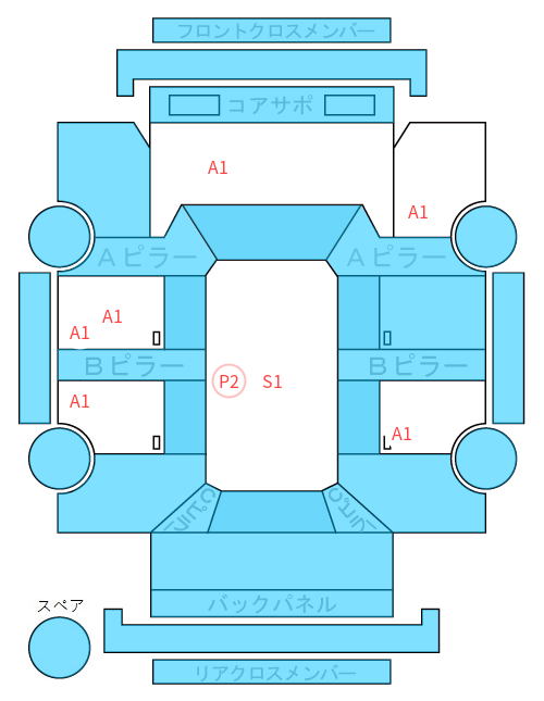 Body condition diagram (damage marks, Japanese labels)