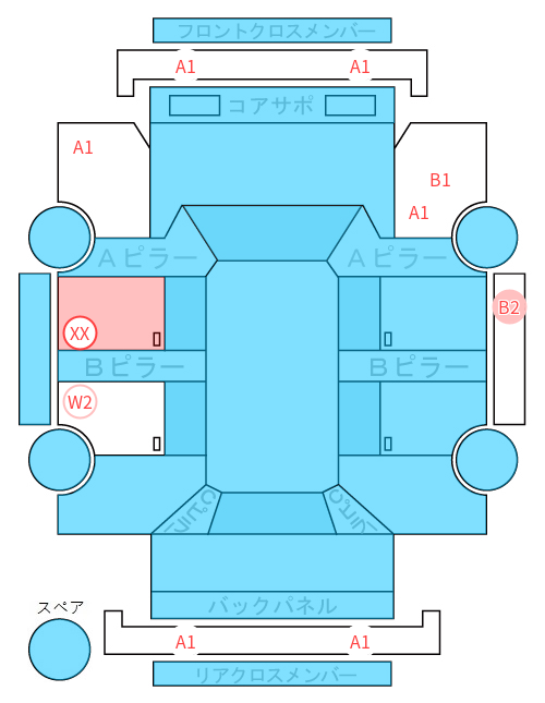 Body condition diagram (damage marks, Japanese labels)