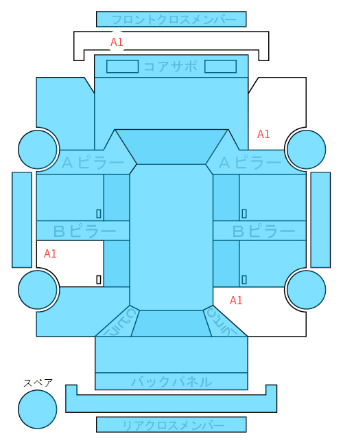 Body condition diagram (damage marks, Japanese labels)