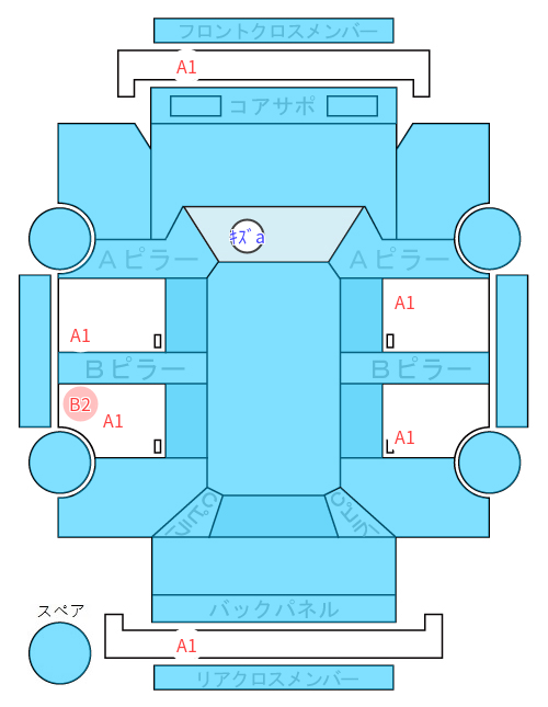 Body condition diagram (damage marks, Japanese labels)