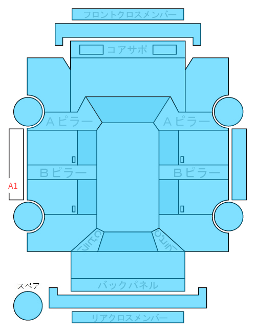 Body condition diagram (damage marks, Japanese labels)