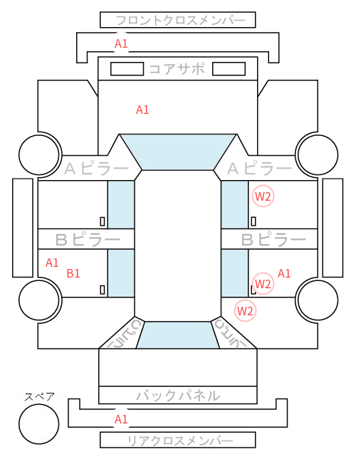 Body condition diagram (damage marks, Japanese labels)