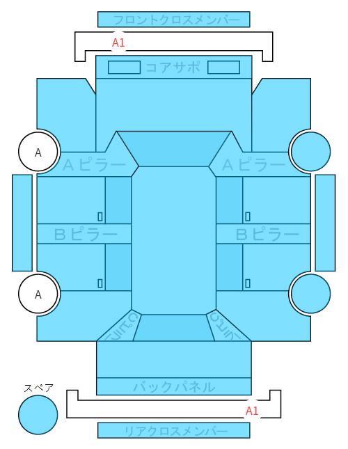 Body condition diagram (damage marks, Japanese labels)