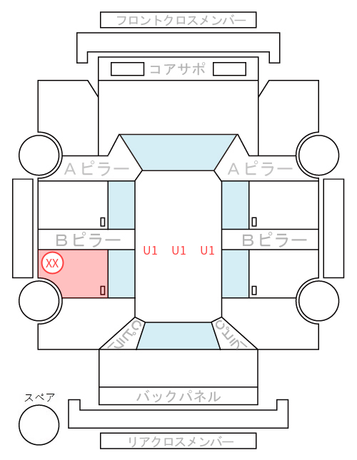 Body condition diagram (damage marks, Japanese labels)