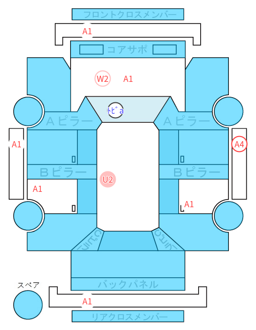 Body condition diagram (damage marks, Japanese labels)