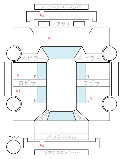 Body condition diagram (damage marks, Japanese labels)