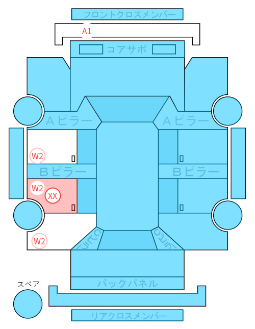 Body condition diagram (damage marks, Japanese labels)